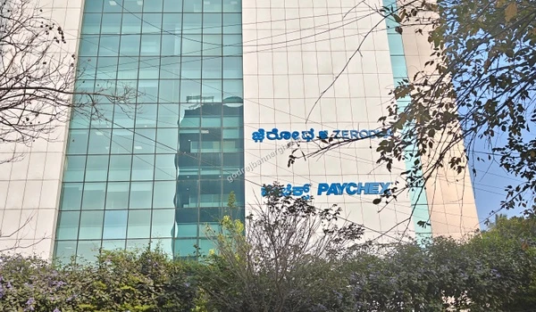 Modern office building housing top corporate firms like Zerodha and Paychex near Godrej Bannerghatta