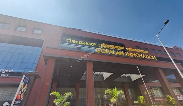 Exterior view of Gopalan Innovation Mall with its distinctive red facade