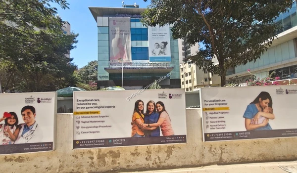 Exterior view of Rainbow Hospital specialized in pediatric and maternity services