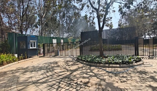 Completed entrance roundabout and security infrastructure at the project location